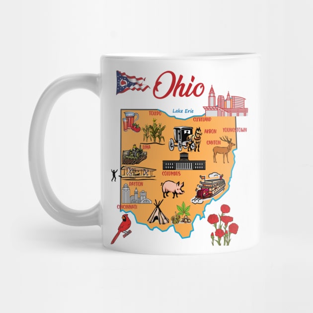 Ohio state map with major cities Tourist Destinations, usa by Mashmosh